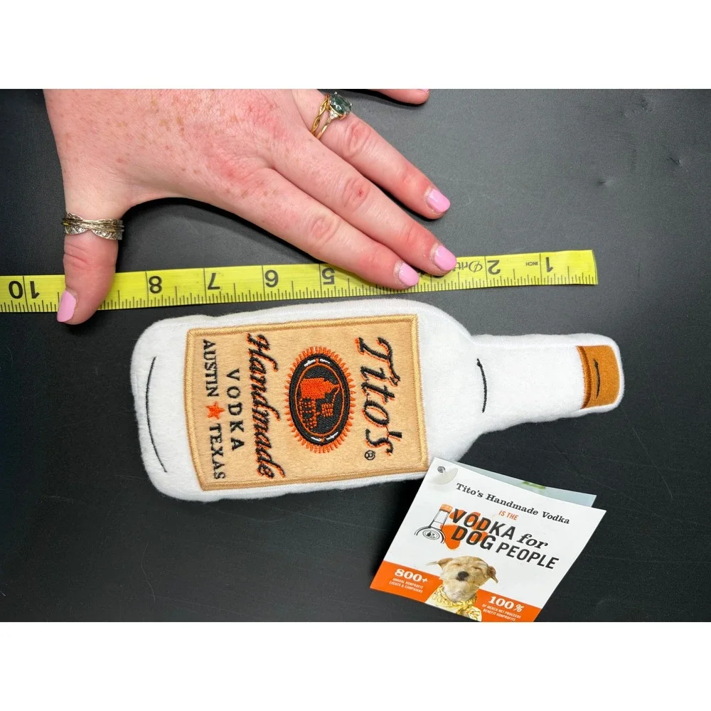Titos Handmade Vodka PrideBites Squeaky Dog Toy White Plush Bottle 8.5 Inch NWT